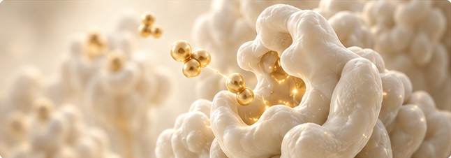 Conceptual ivory receptor form with gold particles